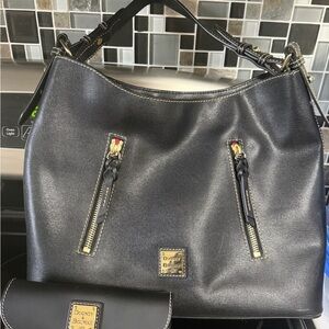 Dooney & Bourke Black Set- Leather Hobo Bag & Wallet